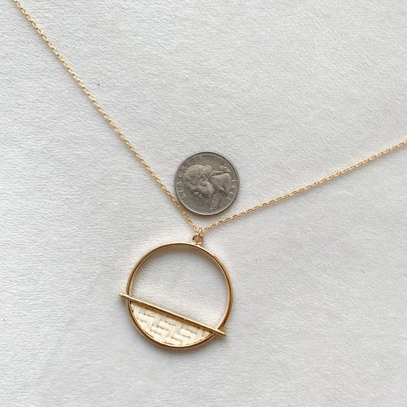 Wanderlust + Co Gold Raffia Woven Necklace - Picture 2 of 4